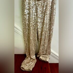 unique sequence pants, gold shimmer, adorable, elastic waist, art class